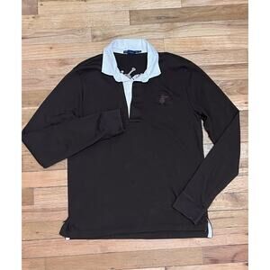 Ralph Lauren Sport Womens Brown Cotton Triple Pony Rugby Polo Shirt Size XL